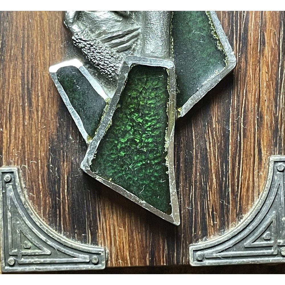 Vintage Peltro Cesselato A Mano Madonna Pewter Sculpture Wood Easel Frame Italy - Picture 10 of 12